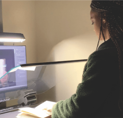 Woman working on a computer